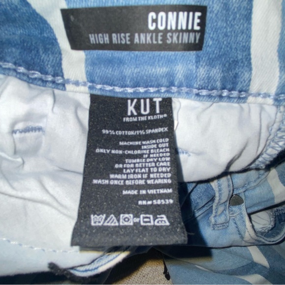 KUT From The Kloth High Rise Ankle Skinny Connie Striped Lt Wash Plus Size 18 - Picture 7 of 16